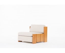 Armchair in elm and beige Maison Thevenon linen edition Maison Regain 1980