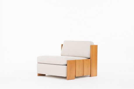 Armchair in elm and beige Maison Thevenon linen edition Maison Regain 1980