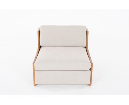 Armchair in elm and beige Maison Thevenon linen edition Maison Regain 1980