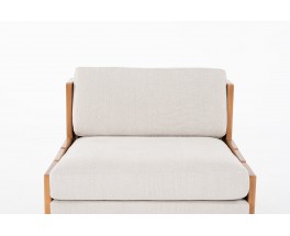 Armchair in elm and beige Maison Thevenon linen edition Maison Regain 1980