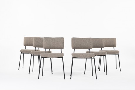 Chaises métal et tissu Snowy marron edition Airborne 1950 Set De 6