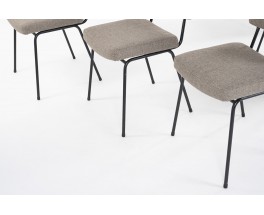 Chairs in metal and brown Snowy fabric edition Airborne 1950 set of 6