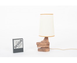 Table lamp in sandstone and beige paper lampshade 1950
