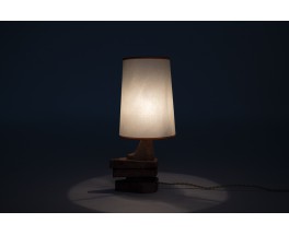 Table lamp in sandstone and beige paper lampshade 1950