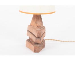 Table lamp in sandstone and beige paper lampshade 1950