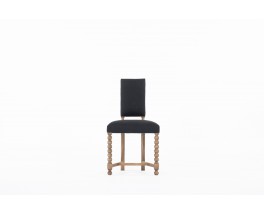 Chair in beech and black linen Breton design 1930