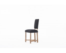 Chair in beech and black linen Breton design 1930