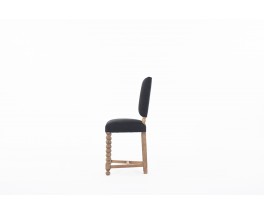 Chair in beech and black linen Breton design 1930