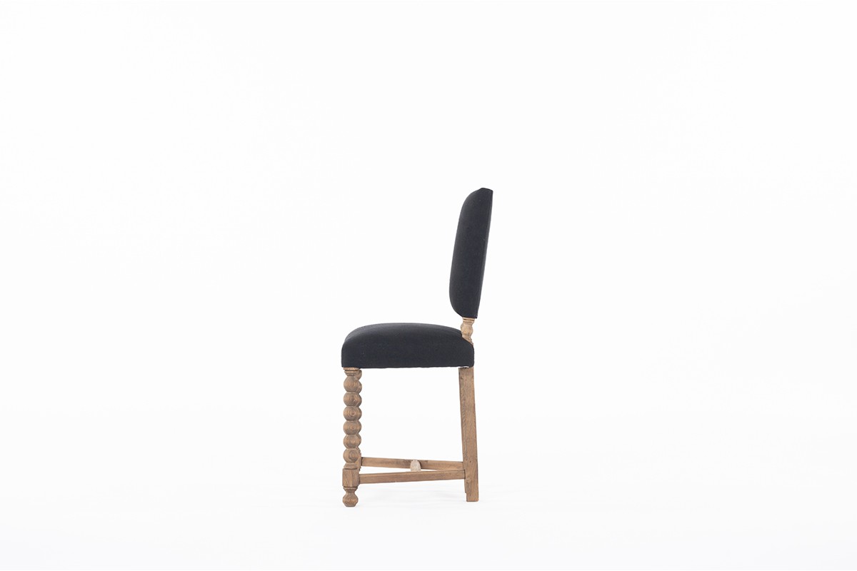 Chair in beech and black linen Breton design 1930
