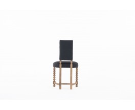 Chair in beech and black linen Breton design 1930