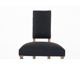 Chair in beech and black linen Breton design 1930