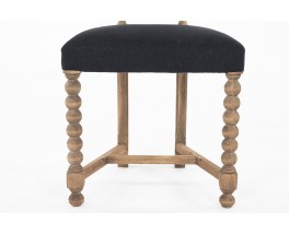 Chair in beech and black linen Breton design 1930