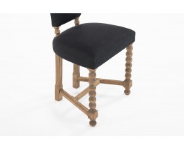 Chair in beech and black linen Breton design 1930