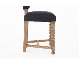 Chair in beech and black linen Breton design 1930