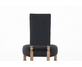 Chair in beech and black linen Breton design 1930