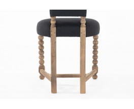 Chair in beech and black linen Breton design 1930