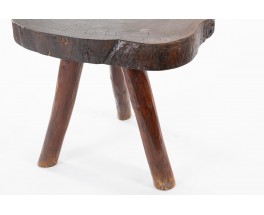 Tripod pedestal table in cedar brutalist design 1950