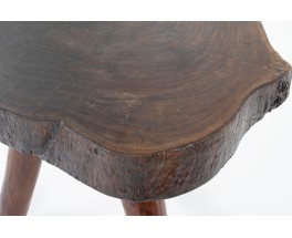 Tripod pedestal table in cedar brutalist design 1950