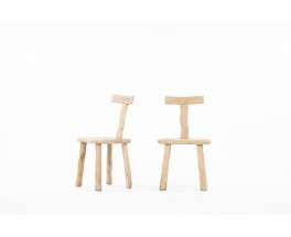 Chairs in sanded oak design chalet 1950 set of 2