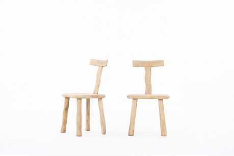 Chaises en chêne sablé design chalet 1950 set de 2