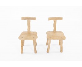 Chairs in sanded oak design chalet 1950 set of 2