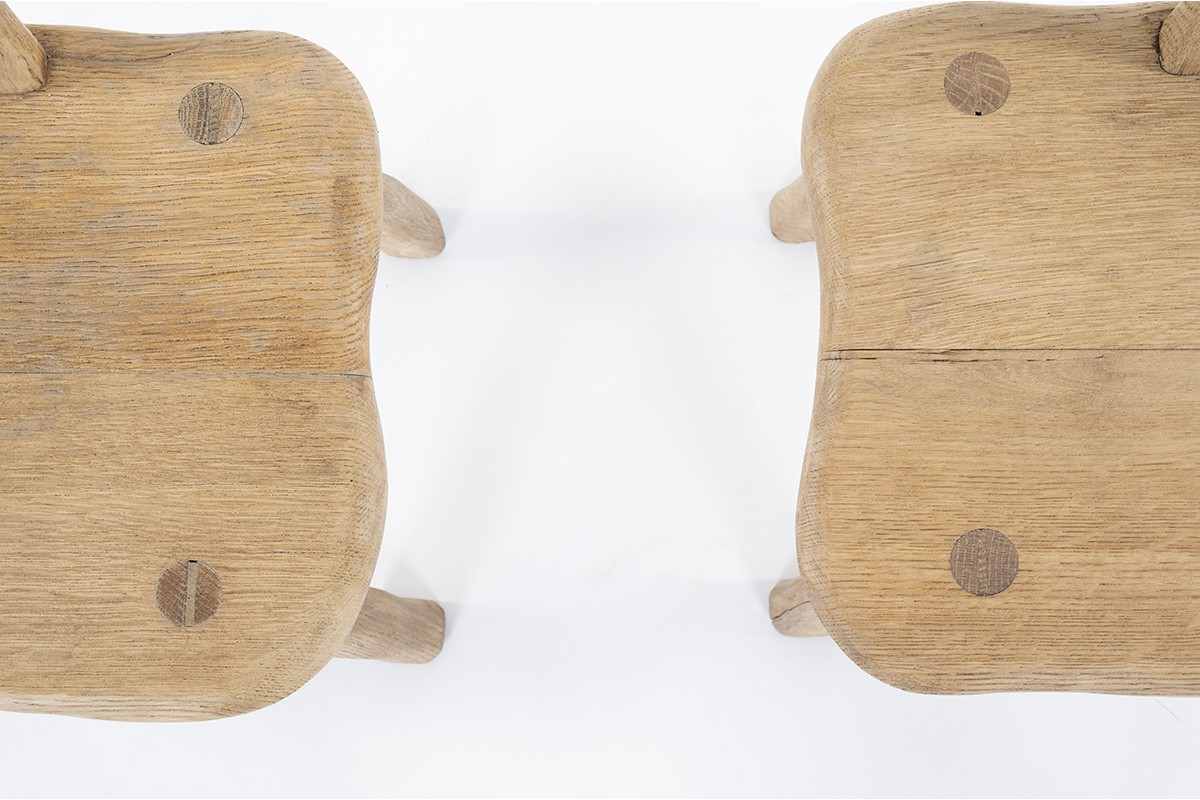 Chaises en chêne sablé design chalet 1950 set de 2