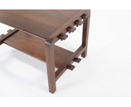 Table basse rectangulaire en acajou avec clavette 1950
