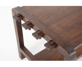 Table basse rectangulaire en acajou avec clavette 1950