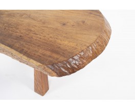 Table basse en olivier forme libre design brutaliste 1950