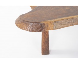 Table basse en olivier forme libre design brutaliste 1950