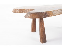 Coffee table in olive tree free form brutalist design 1950