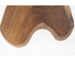 Coffee table in olive tree free form brutalist design 1950