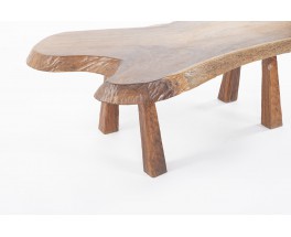 Coffee table in olive tree free form brutalist design 1950