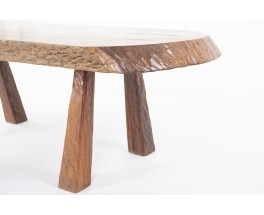 Coffee table in olive tree free form brutalist design 1950