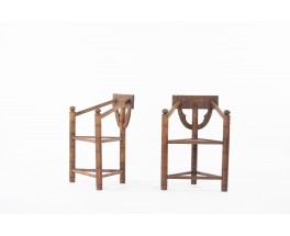 Tripod armchairs in oak model Munk Swedish design 1960 set of 2
