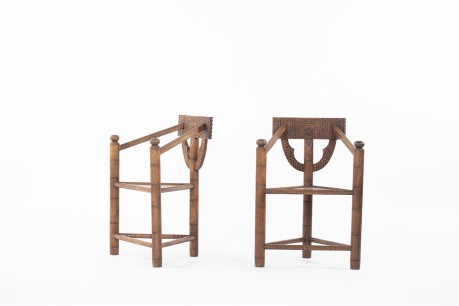 Tripod armchairs in oak model Munk Swedish design 1960 set of 2