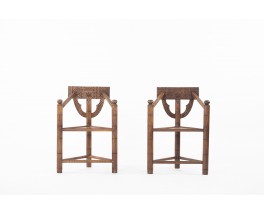 Tripod armchairs in oak model Munk Swedish design 1960 set of 2