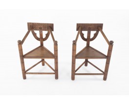 Tripod armchairs in oak model Munk Swedish design 1960 set of 2