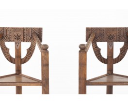 Tripod armchairs in oak model Munk Swedish design 1960 set of 2