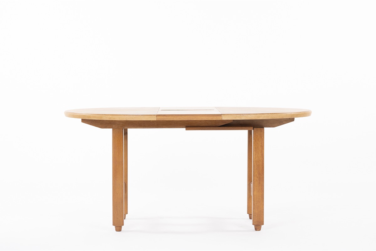 Guillerme and Chambron dining table in oak with extension edition Votre Maison 1950