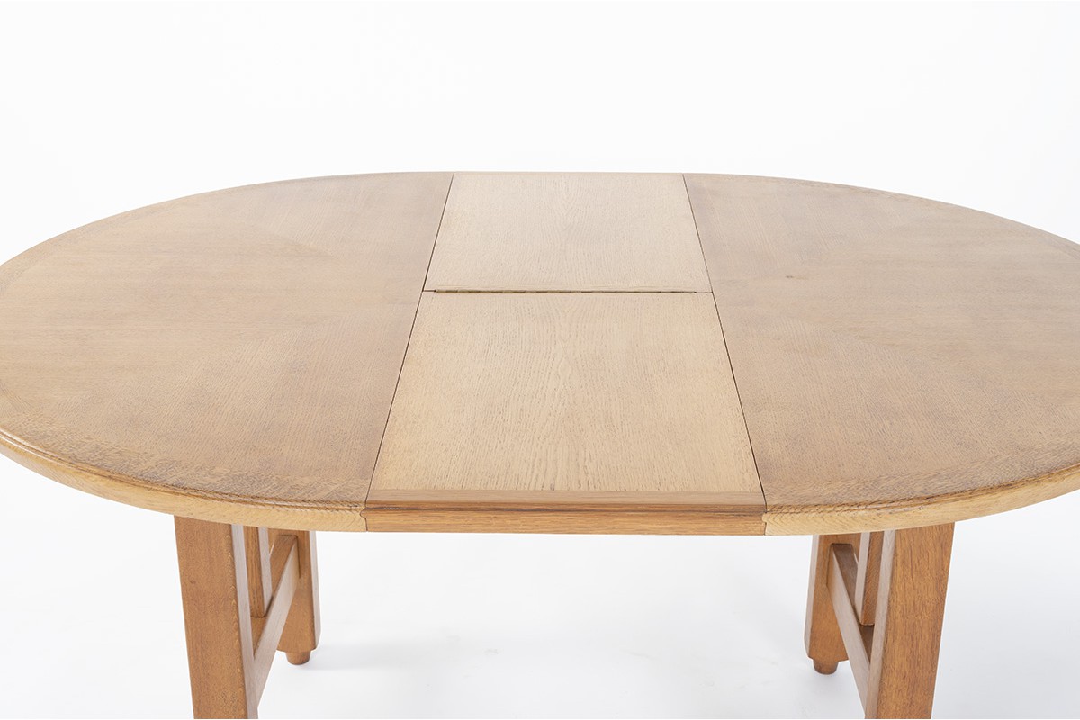 Guillerme and Chambron dining table in oak with extension edition Votre Maison 1950