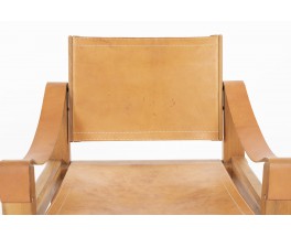 Fauteuils Pierre Chapo modèle S10 en orme et cuir marron 1960 set de 2