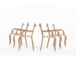 Val Padilla chairs model Manila in rope and wood edition Jasper Conran 1970 set of 6