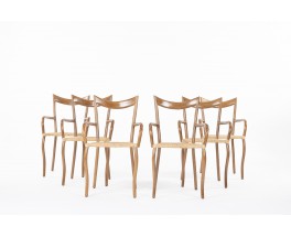 Val Padilla chairs model Manila in rope and wood edition Jasper Conran 1970 set of 6