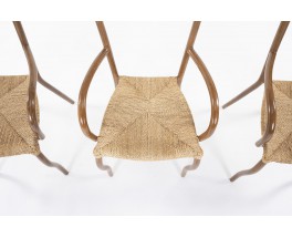 Val Padilla chairs model Manila in rope and wood edition Jasper Conran 1970 set of 6