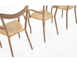 Val Padilla chairs model Manila in rope and wood edition Jasper Conran 1970 set of 6