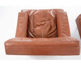 Armchair and footstool Marco Zanuso model Square in leather edition Arflex 1960