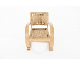 Audoux Minet armchair in rope and beech edition Vibo Vesoul 1950