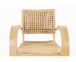 Audoux Minet armchair in rope and beech edition Vibo Vesoul 1950