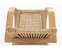 Audoux Minet armchair in rope and beech edition Vibo Vesoul 1950